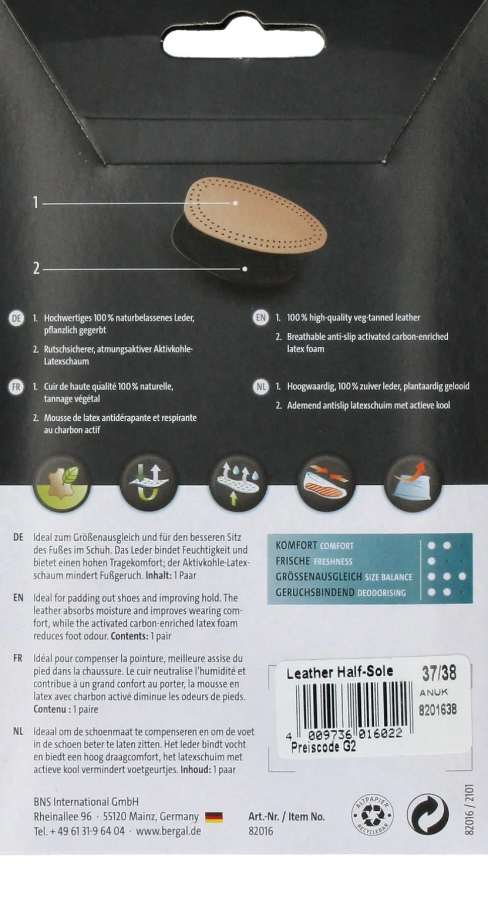 Bergal Leather Half-Sole Zooltjes Dames Heren