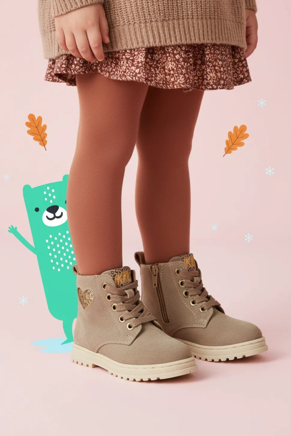 IK-KE Veterboots Beige Meisjes