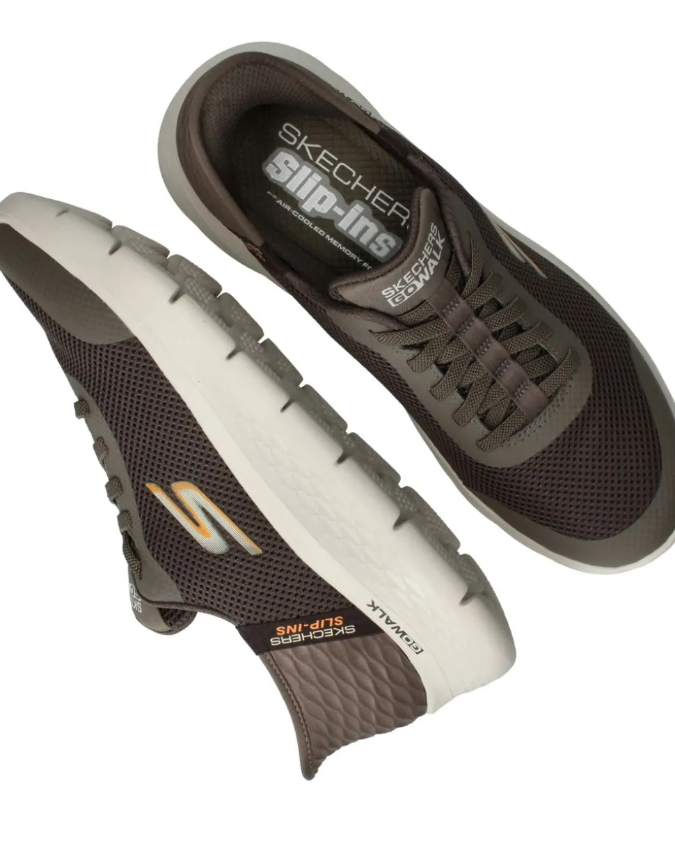 Skechers Hands Free Slip-ins Go Walk Flex Instappers Bruin Heren