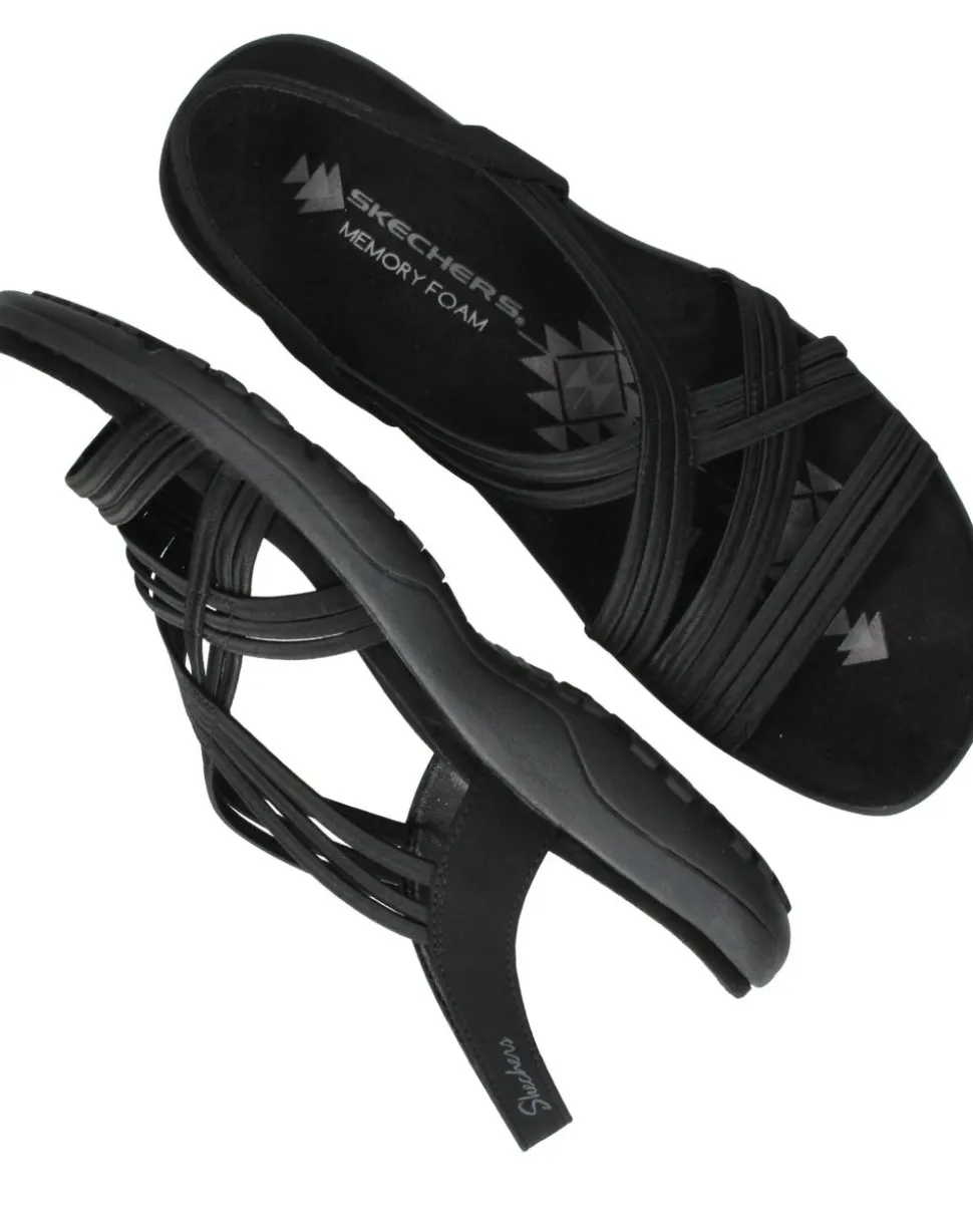 Skechers Reggae Slim Simply Stretch Sandalen Zwart Dames