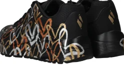 Skechers Uno Lite Metallic Love Sneakers Zwart Meisjes