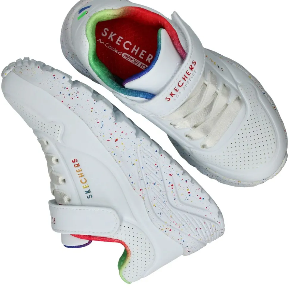 Skechers Uno Lite Rainbow Specks Sneakers Wit Meisjes