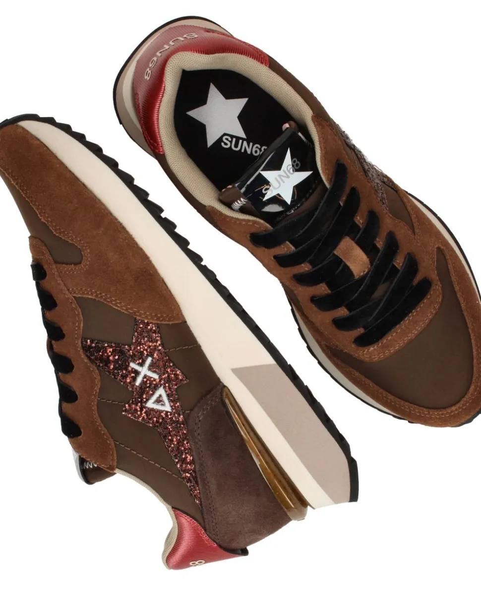 SUN68 Stargirl glitter logo Bruin Dames