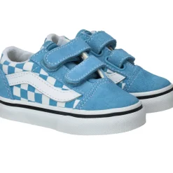 Vans Old Skool V Color theory Checkerboard Sneakers Blauw Meisjes Jongens