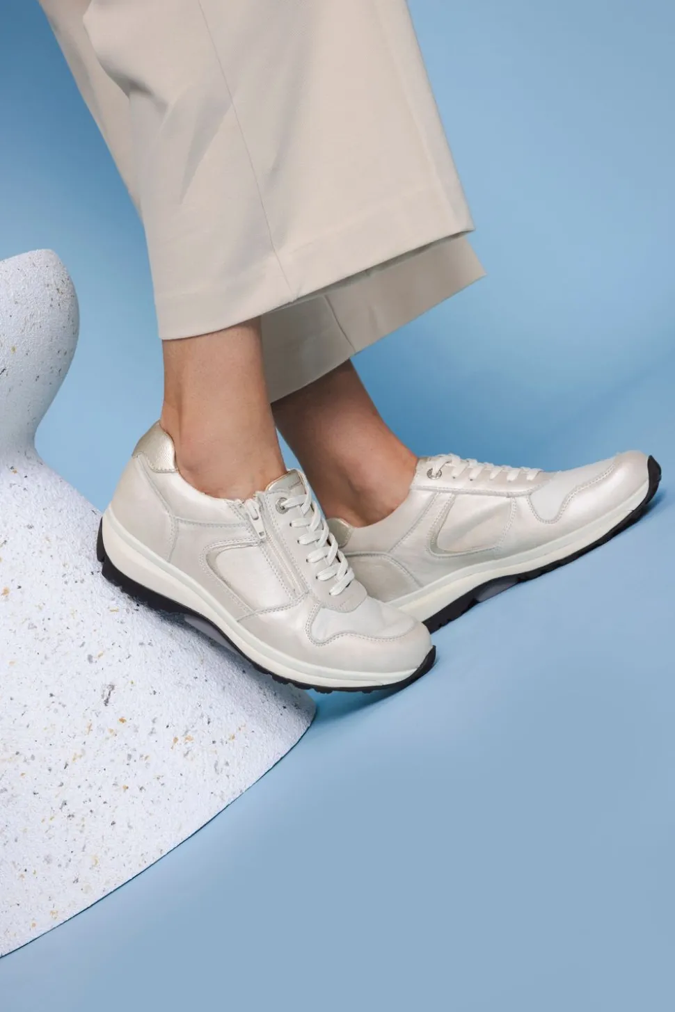 Xsensible Jersey Stretchwalker Sneakers Beige Dames